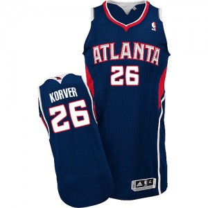 NBA Kyle Korver Authentic Men's Navy Blue Jersey - Adidas Atlanta Hawks &26 Road