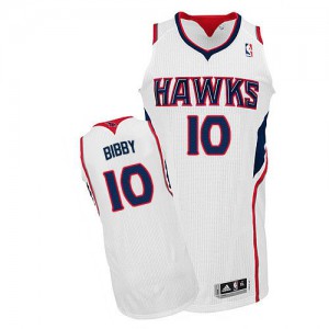 NBA Mike Bibby Authentic Men's White Jersey - Adidas Atlanta Hawks &10 Home