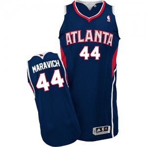NBA Pete Maravich Authentic Men's Navy Blue Jersey - Adidas Atlanta Hawks &44 Road