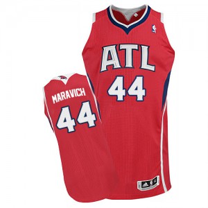 NBA Pete Maravich Authentic Men's Red Jersey - Adidas Atlanta Hawks &44 Alternate