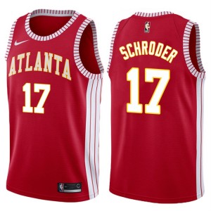 Hommes 2017-18 Dennis Schroder Atlanta Hawks &17 Rouge feuillu Classic Edition maillots échangistes