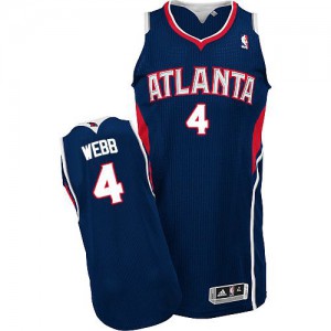 NBA Spud Webb Authentic Men's Navy Blue Jersey - Adidas Atlanta Hawks &4 Road
