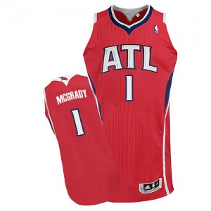 NBA Tracy Mcgrady Authentic Men's Red Jersey - Adidas Atlanta Hawks &1 Alternate