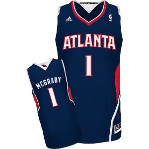 NBA Tracy Mcgrady Swingman Men's Navy Blue Jersey - Adidas Atlanta Hawks &1 Road