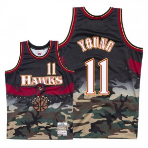 Maillot Mitchell & Ness Atlanta Hawks ^ 11 Trae Young Woodland Camo - Camo