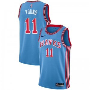 Atlanta Hawks Trae Young ^ 11 Maillot bleu en bois dur classique