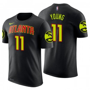 NBA Draft Atlanta Hawks ^ T-shirt en jersey noir avec nom et numéro 11 Trae Young Icon Edition