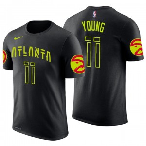 NBA Draft Atlanta Hawks ^ T-shirt en jersey noir avec nom et numéro 11 Trae Young City Edition