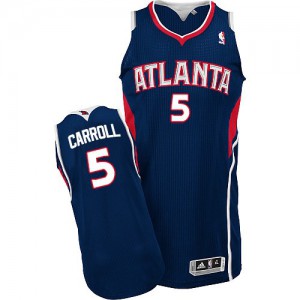 NBA DeMarre Carroll Authentic Men's Navy Blue Jersey - Adidas Atlanta Hawks &5 Road