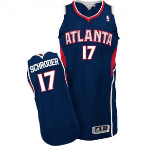 NBA Dennis Schroder Authentic Men's Navy Blue Jersey - Adidas Atlanta Hawks &17 Road