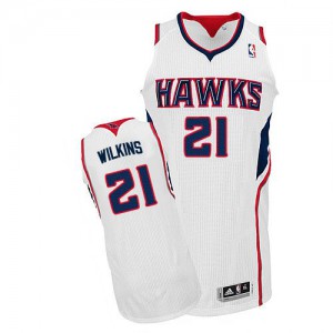 NBA Dominique Wilkins Authentic Men's White Jersey - Adidas Atlanta Hawks &21 Home