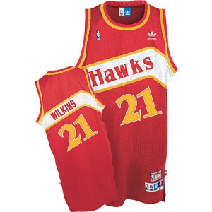 NBA Dominique Wilkins Authentic Throwback Men's Red Jersey - Adidas Atlanta Hawks &21