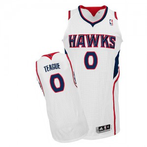 NBA Jeff Teague Authentic Men's White Jersey - Adidas Atlanta Hawks &0 Home