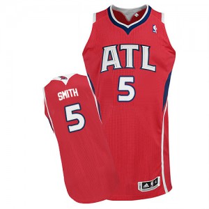 NBA Josh Smith Authentic Men's Red Jersey - Adidas Atlanta Hawks &5 Alternate